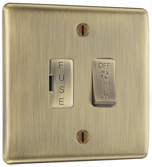 BG Electrical Nexus Metal Antique Brass - Triple pole, fused, fan isolator