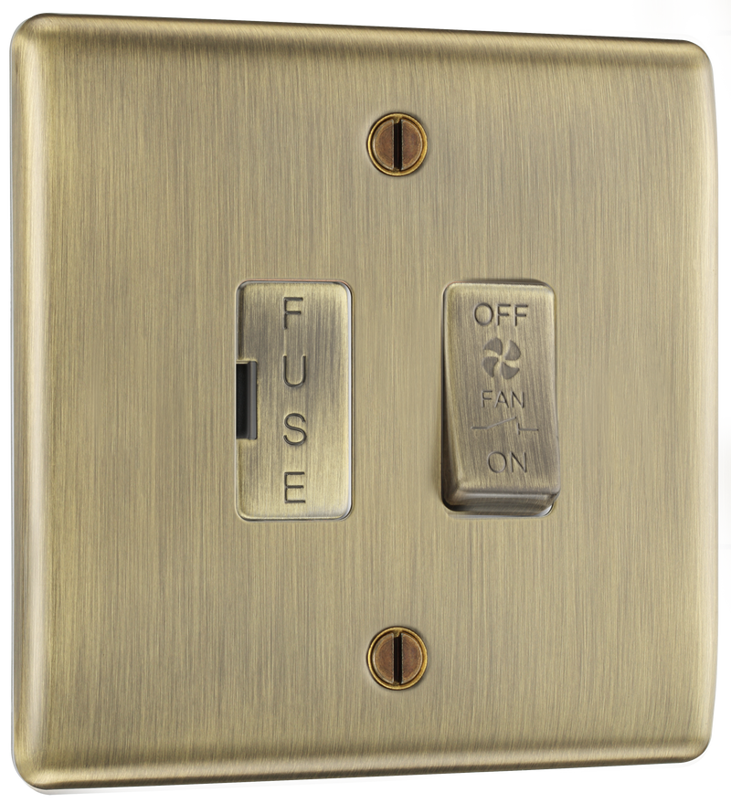 BG Electrical Nexus Metal Antique Brass - Triple pole, fused, fan isolator