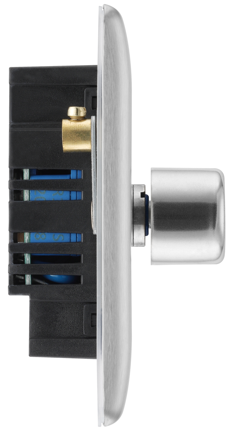 BG Electrical Nexus Metal Brushed Steel - Quadruple, 2 way push 200W