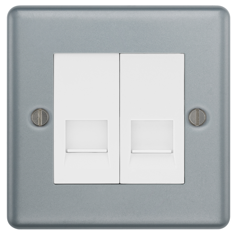 BG Electrical Metal Clad - Double, RJ45 telephone socket