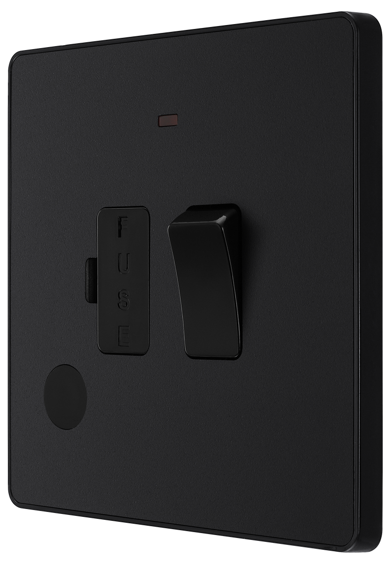 BG Electrical Evolve Matt Black - 45A, double pole, single plate, with indicator