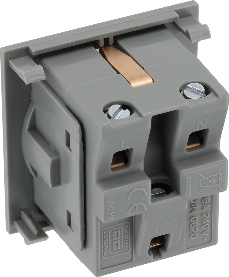 BG Electrical Euro Module - 16A Schuko, unswitched socket