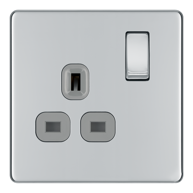 BG Electrical Flatplate Screwless Polished Chrome - Single switched, double pole