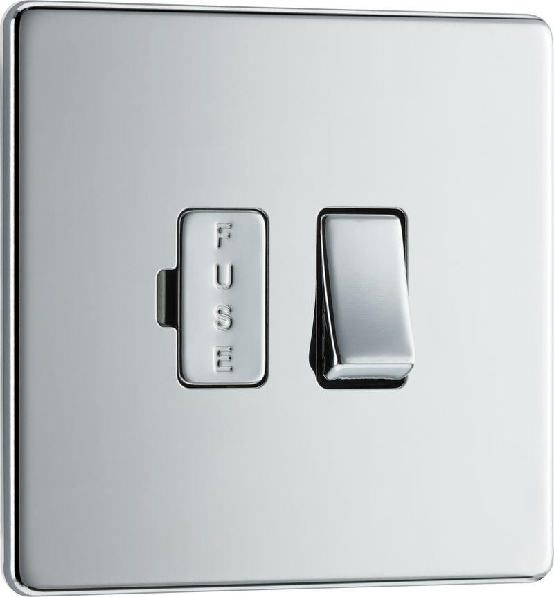 BG Electrical Flatplate Screwless Polished Chrome - Switched and fused