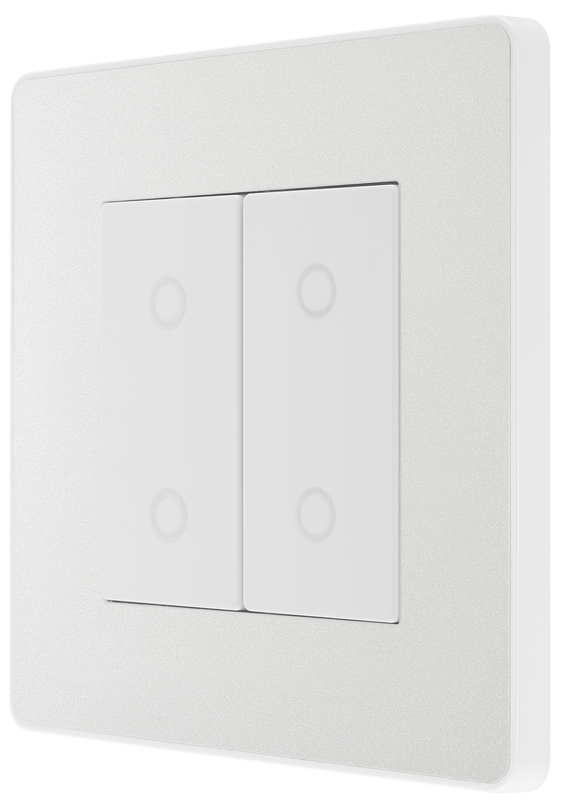 BG Electrical Evolve Pearlescent White - Double, 2 way touch, 200W, master