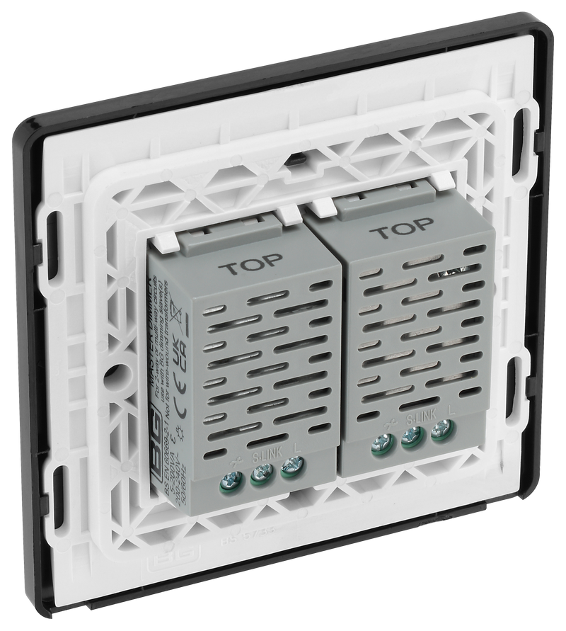 BG Electrical Evolve Matt Blue - Double, 2 way touch, 200W, master