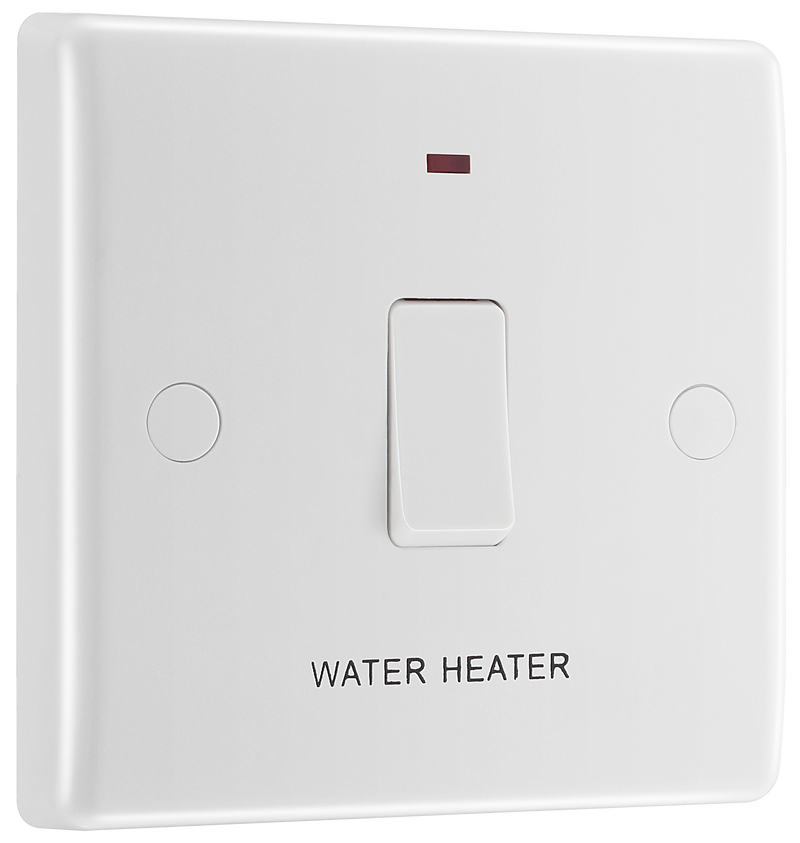 BG Electrical 800 Series - 20A, double pole, marked "water heater", with indicator and flex outlet