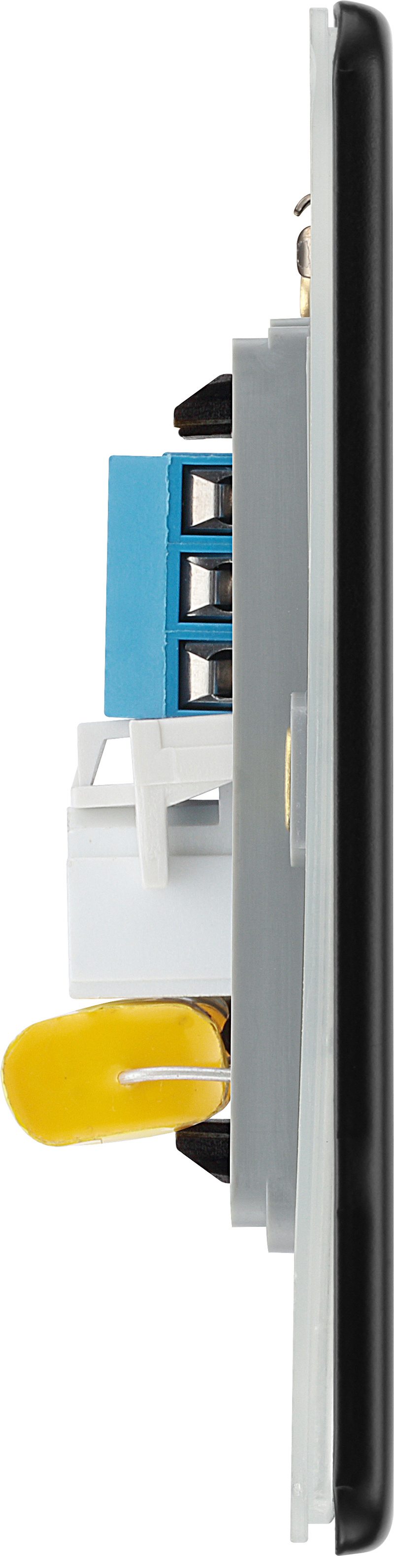 BG Electrical Flatplate Screwless Matt Black - Double telephone socket, master