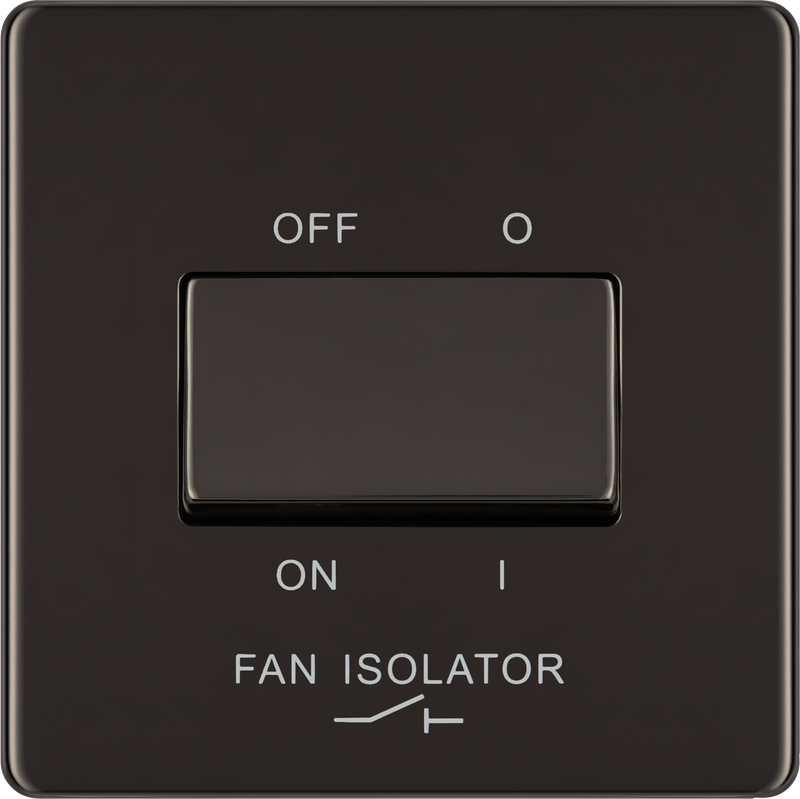 BG Electrical Flatplate Screwless Black Nickel - Triple pole fan isolator