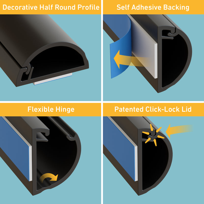 D-Line Trunking - 20x10mm Black 2m Self Adhesive Length