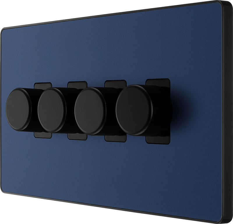 BG Electrical Evolve Matt Blue - Quadruple, 2 way push 200W