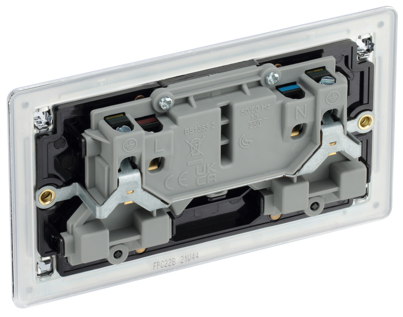 BG Electrical Flatplate Screwless Polished Chrome - Double switched, double pole