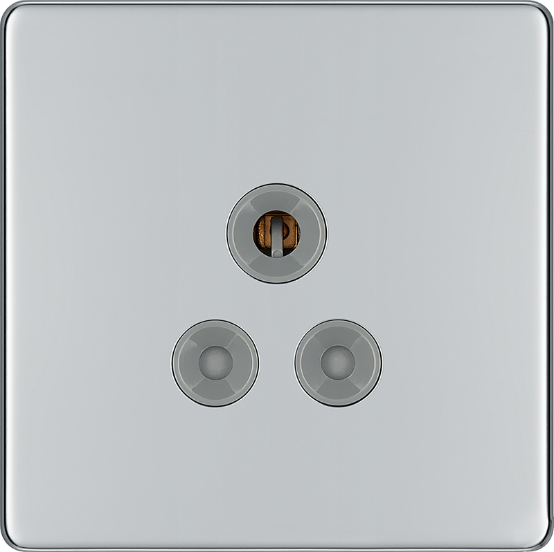 BG Electrical Flatplate Screwless Polished Chrome - 5A, single, unswitched, round pin