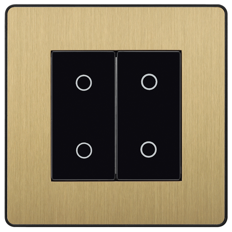 BG Electrical Evolve Satin Brass - Double, 2 way touch, 200W, secondary