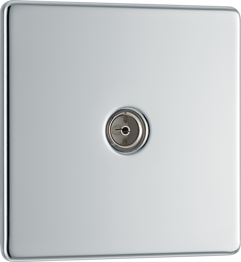 BG Electrical Flatplate Screwless Polished Chrome - Single, co-axial