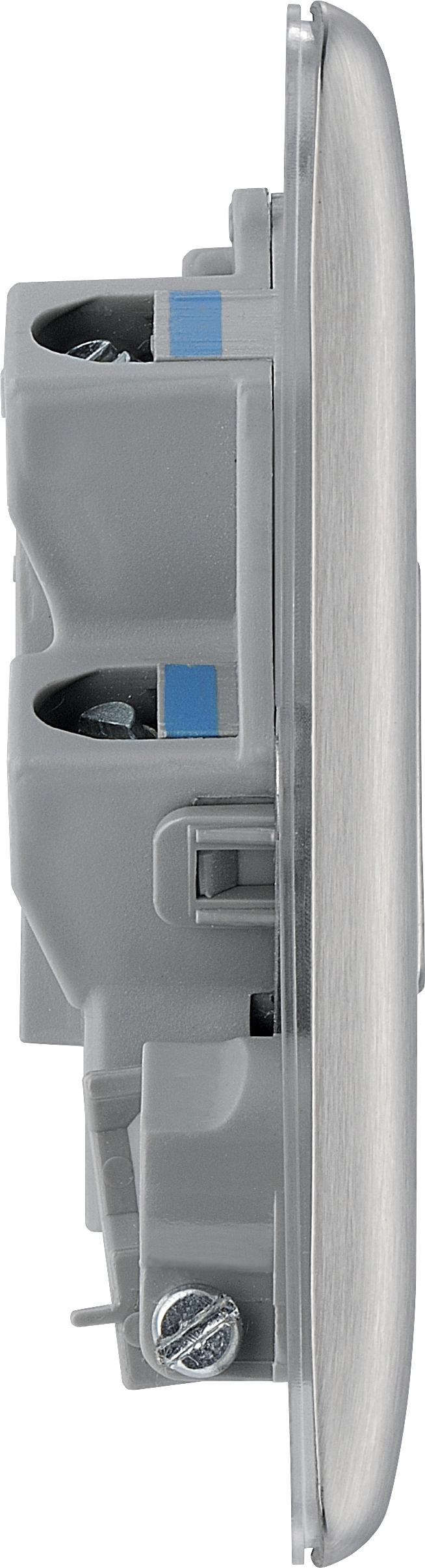 BG Electrical Nexus Metal Brushed Steel - Unswitched and fused with flex outlet