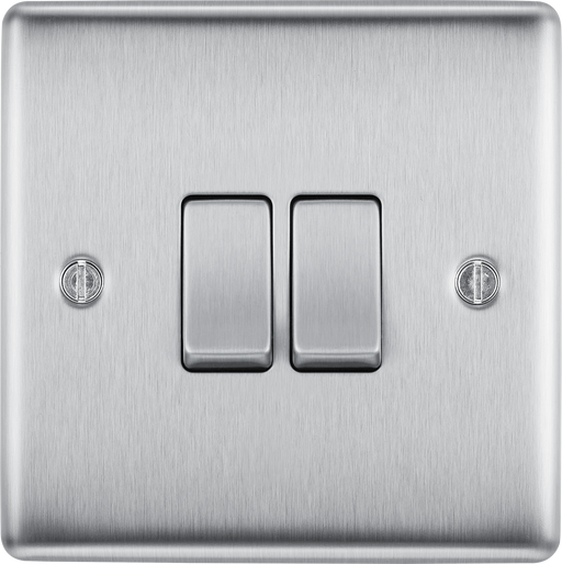 BG Electrical Nexus Metal Brushed Steel - Double, 2 way switch