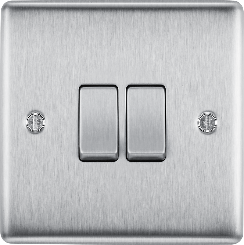 BG Electrical Nexus Metal Brushed Steel - Double, 2 way switch
