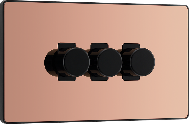 BG Electrical Evolve Polished Copper - Triple, 2 way push 200W