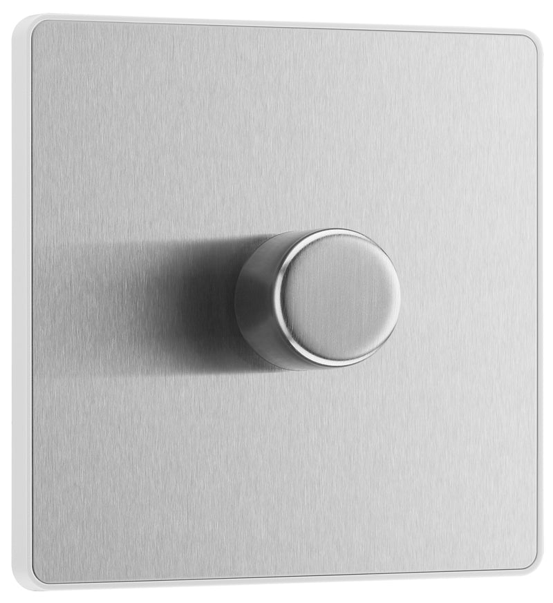 BG Electrical Evolve Brushed Steel - Single, 2 way push 200W