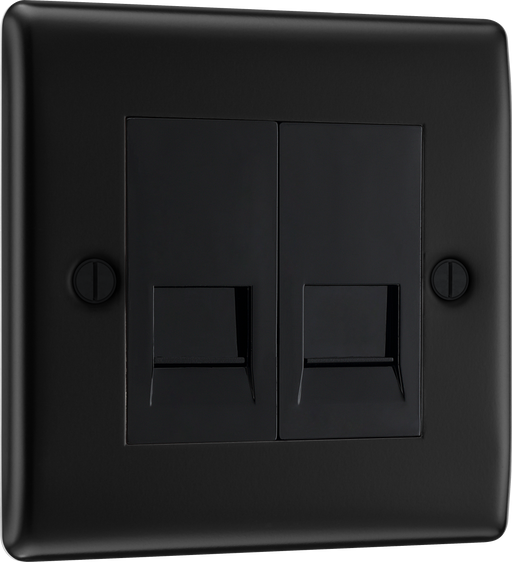 BG Electrical Nexus Metal Matt Black - Double telephone socket, master