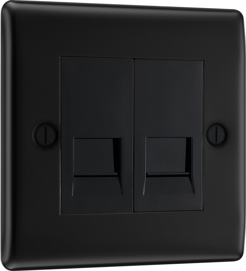 BG Electrical Nexus Metal Matt Black - Double telephone socket, master