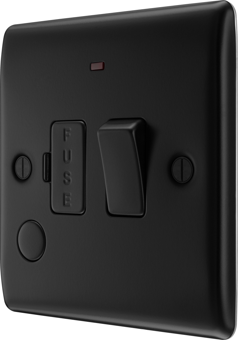 BG Electrical Nexus Metal Matt Black - Switched and fused with indicator and flex outlet