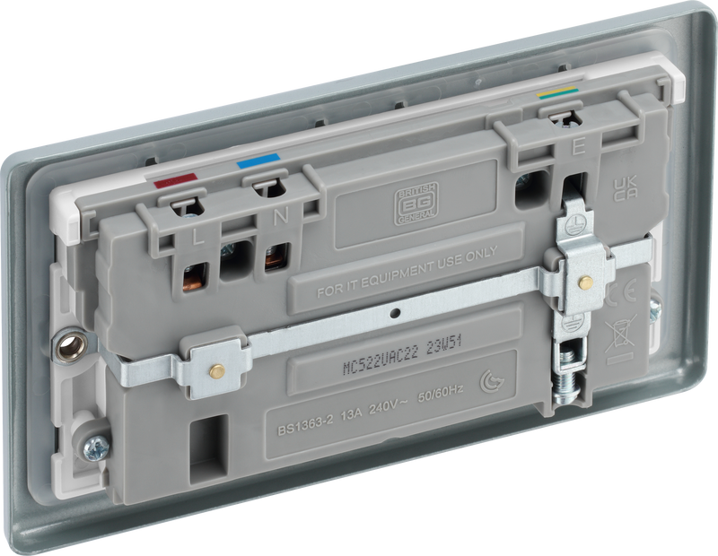BG Electrical Metal Clad - Double switched single pole, with USB A + C (22W)