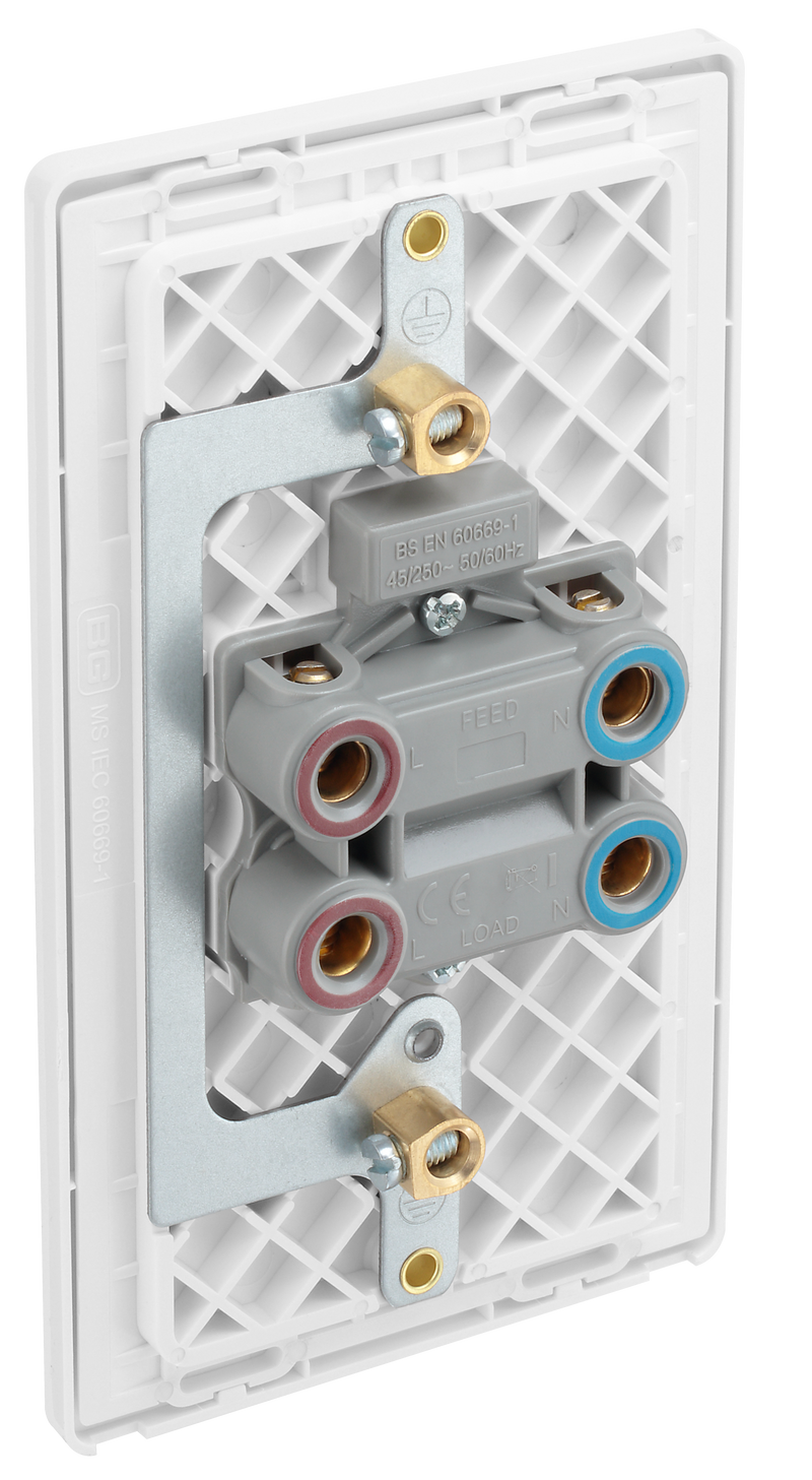 BG Electrical Evolve Pearlescent White - 45A, double pole, large plate, with indicator
