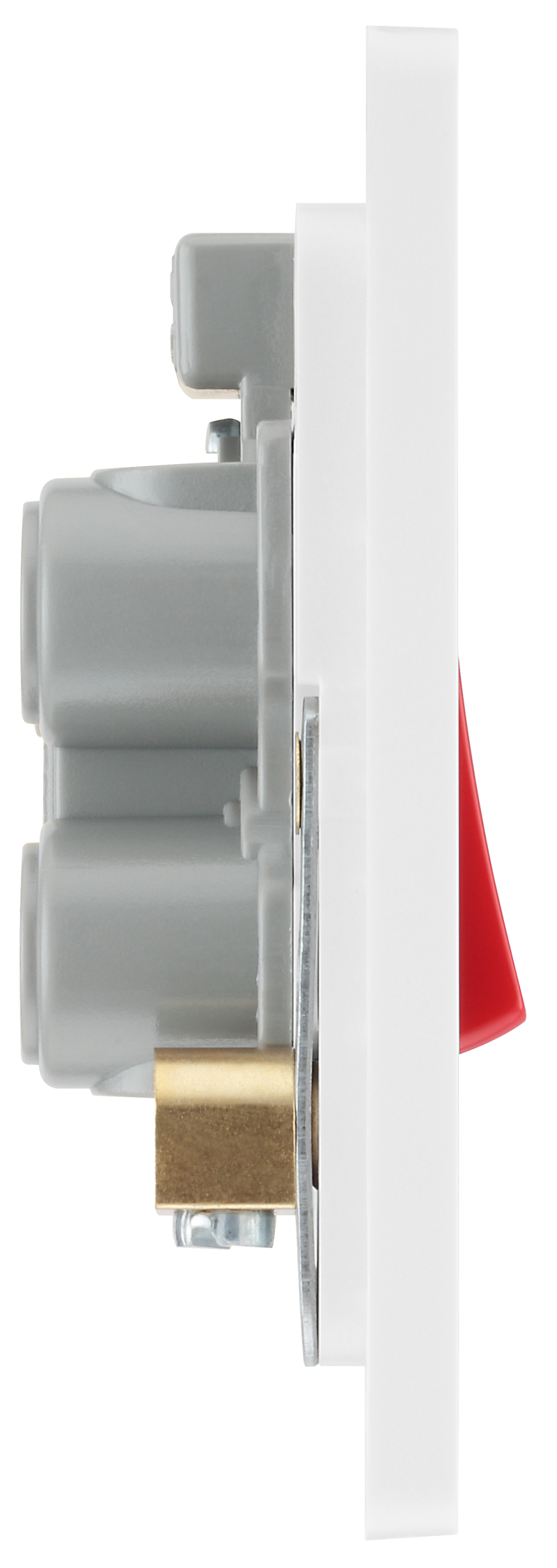 BG Electrical Evolve Brushed Steel - 45A, double pole, single plate, with indicator
