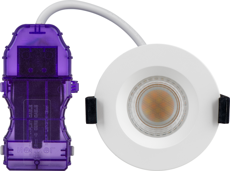 Luceco Ftype Ultra - FType Ultra Fire Rated Downlight 4W/6W 750lm Power Change & 4Colour CCT 2700K, 3000K, 4000K, 6000K Dimmable IP65 White - Regressed