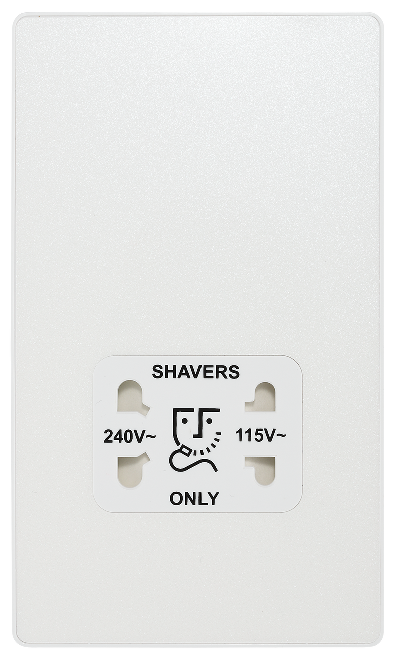 BG Electrical Evolve Pearlescent White - 115/240V dual voltage shaver socket