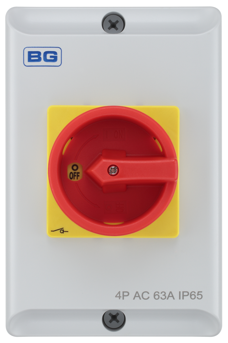 BG Circuit Protection Rotary Isolator 4 Pole - 63A, 4-Pole AC, Rotary Isolator