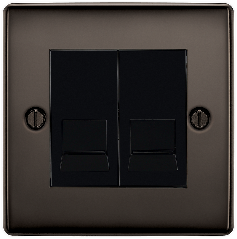 BG Electrical Nexus Metal Black Nickel - Double, telephone socket, secondary