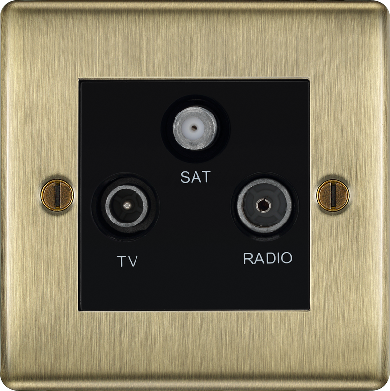 BG Electrical Nexus Metal Antique Brass - Triple TV/FM/SAT triplex - screened