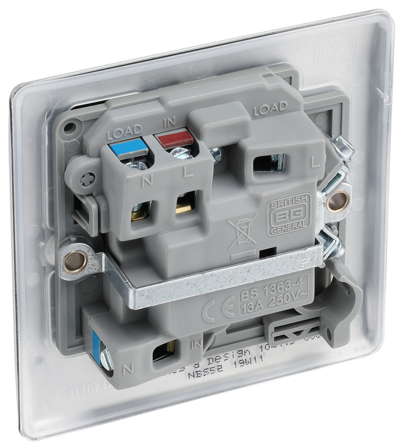 BG Electrical Nexus Metal Brushed Steel - Switched and fused with indicator