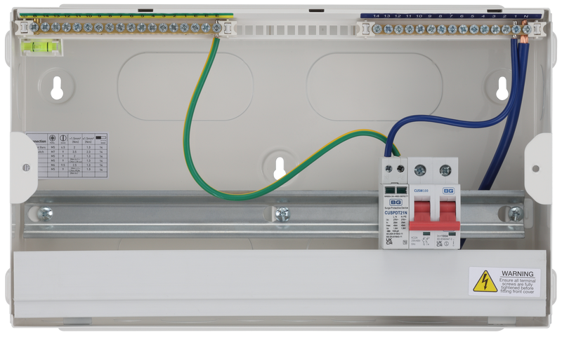 BG Circuit Protection Main Switch SPD - 16 module, 13 way, 100A Main Switch, Type 2 SPD