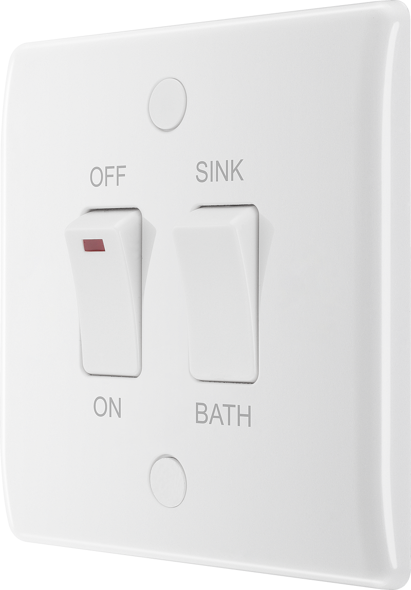 BG Electrical 800 Series - 20A, double pole, immersion switch, marked "sink/bath"
