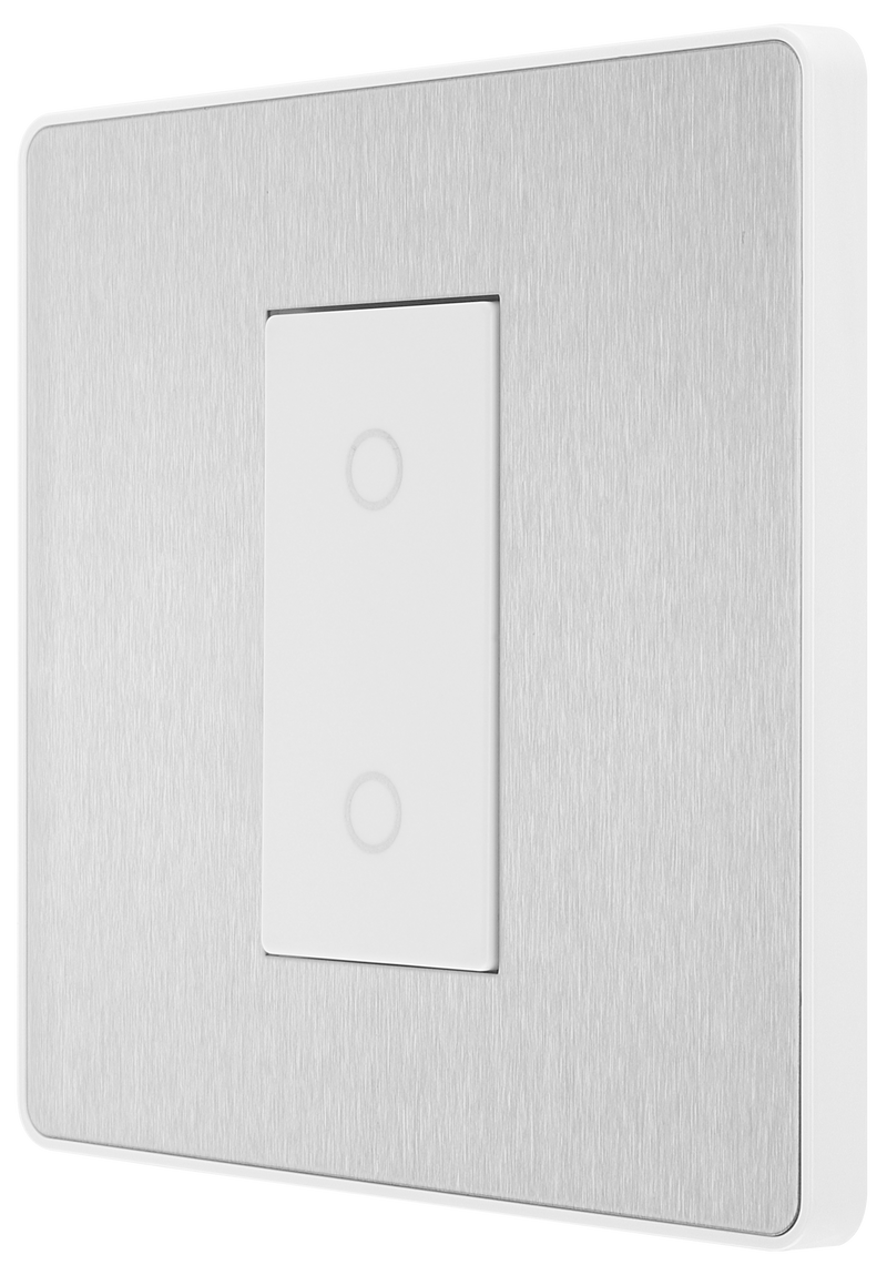 BG Electrical Evolve Brushed Steel - Single, 2 way touch, 200W, secondary
