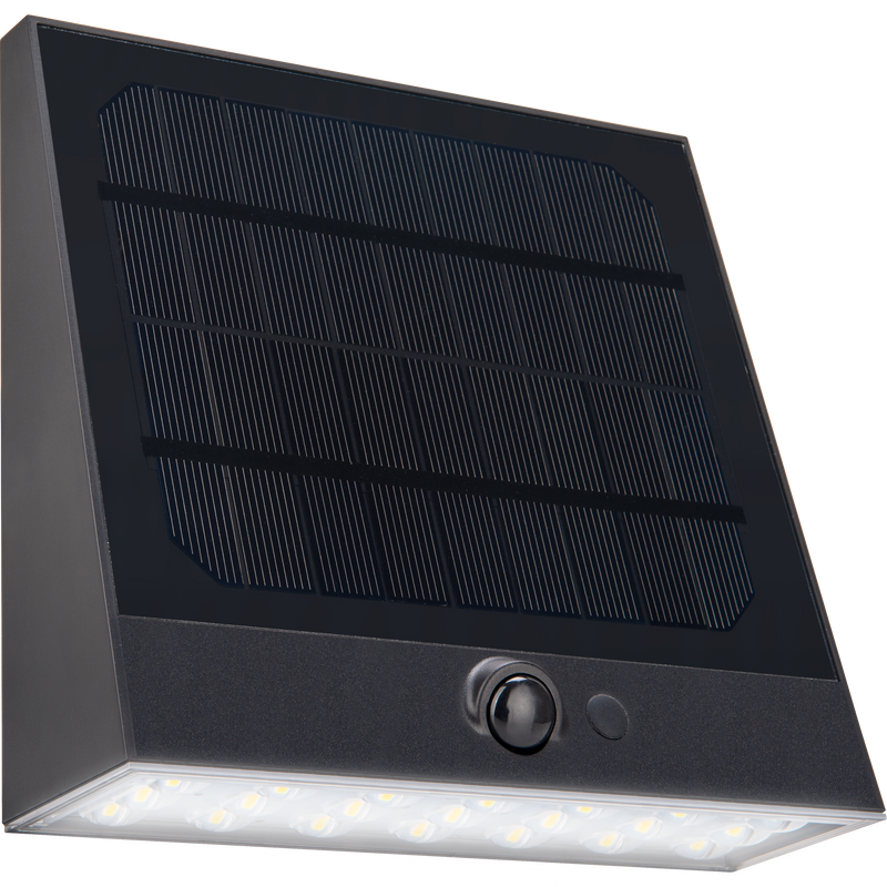 Luceco Slate Grey Wall Lights - Stealth Decorative Outdoor Solar Wall Wash Light with PIR Motion Sensor, LED Exterior Lighting, Slate Grey, IP54, 7W, 1000lm, 3000K