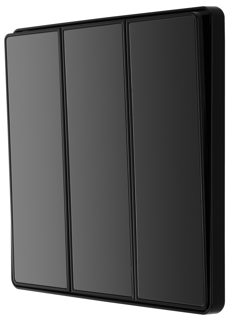 BG Electrical Evolve Black Chrome - Triple, 2 way switch, edge rocker