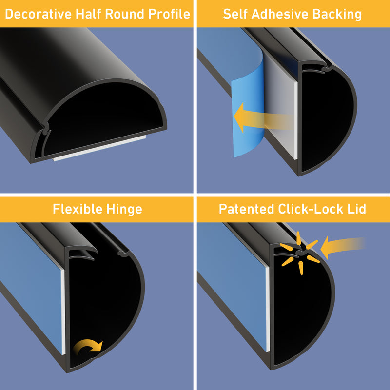 D-Line Trunking - 30x15mm Black 3m Self Adhesive Length