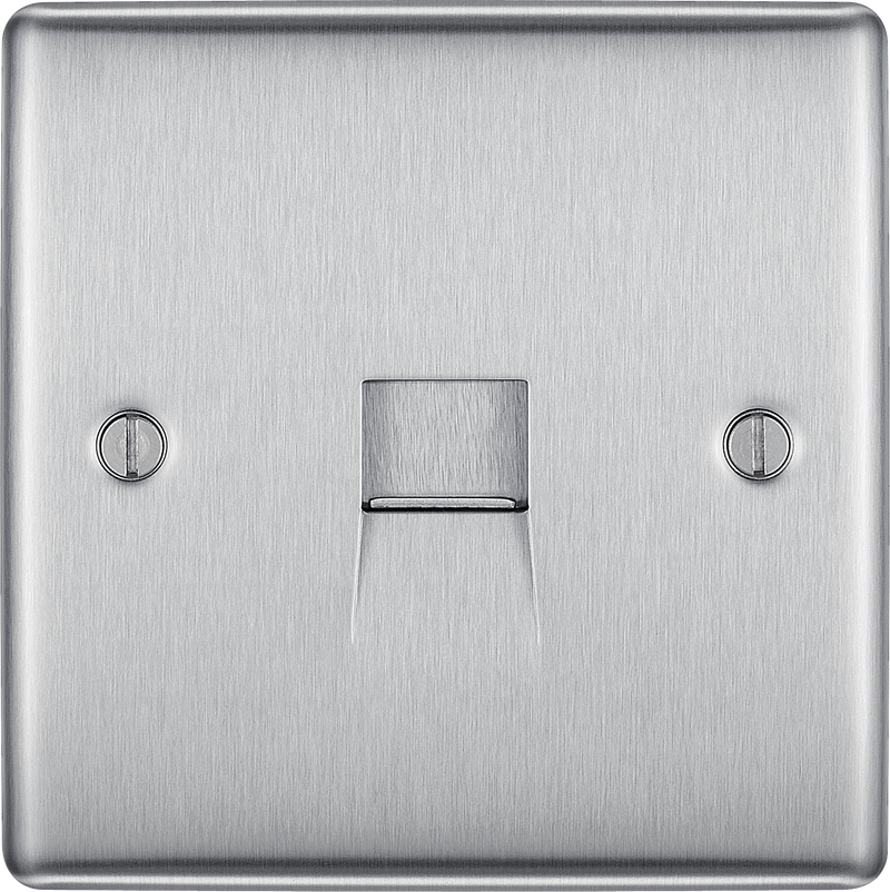 BG Electrical Nexus Metal Brushed Steel - Single, telephone socket, secondary