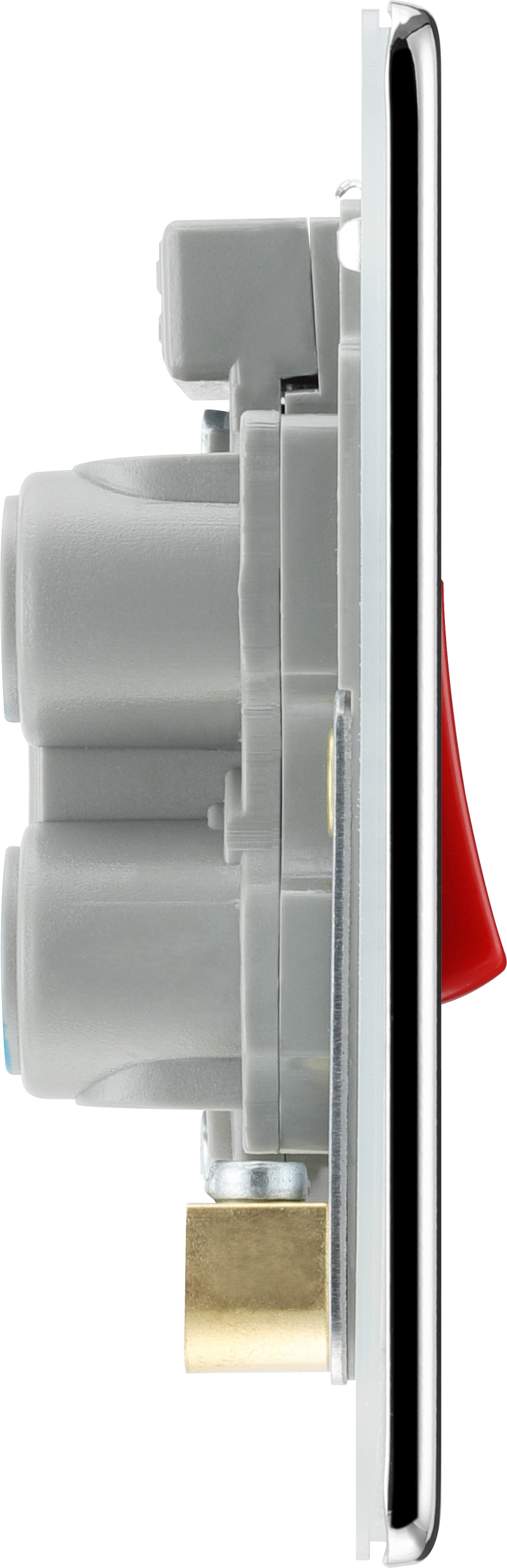 BG Electrical Flatplate Screwless Polished Chrome - 45A, double pole, single plate, with indicator