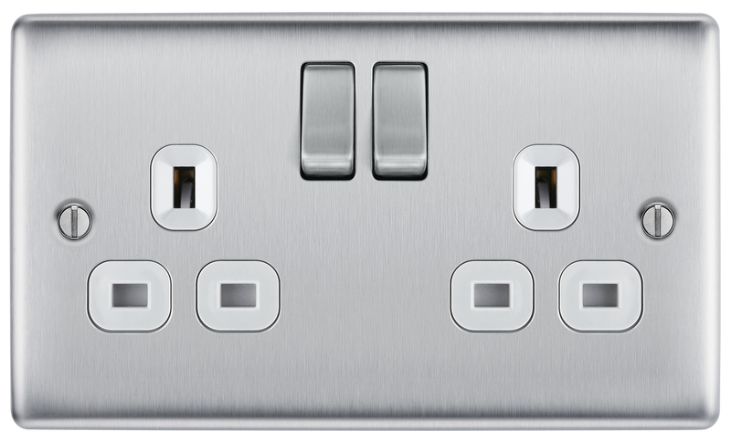 BG Electrical Nexus Metal Brushed Steel - Double, switched, double pole