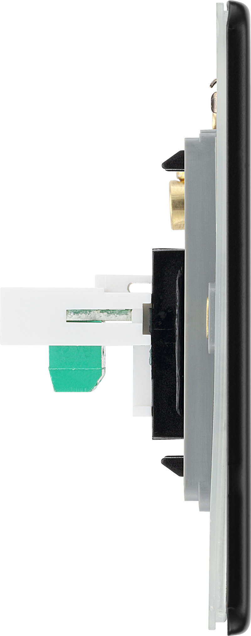 BG Electrical Flatplate Screwless Matt Black - Double, RJ11 telephone socket