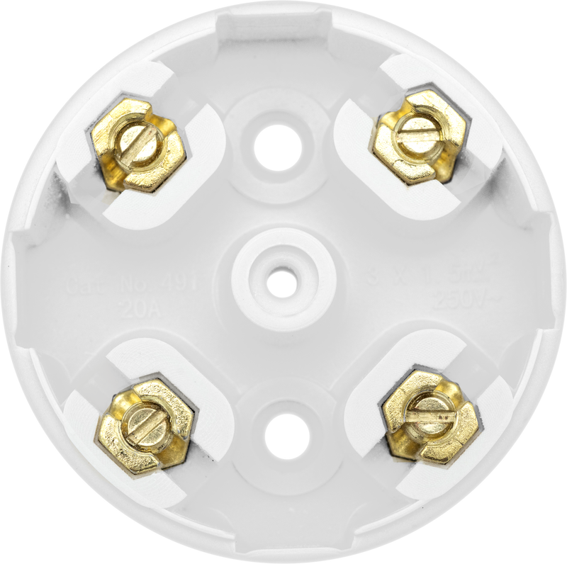 BG Electrical Contractor - Knockout Entry Junction Box 4 Way, 20A, 57mm Dia, White