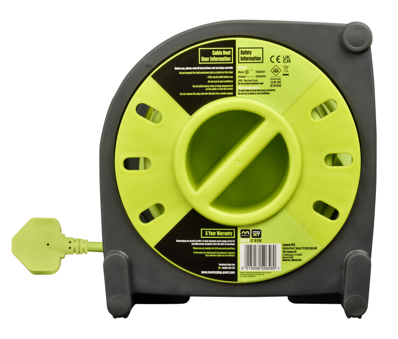 Masterplug Pro XT - 15m, 4 Sockets, 13A, Grey + Green