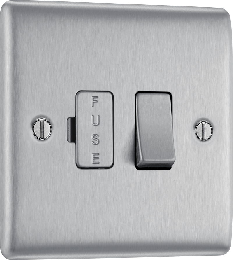 BG Electrical Nexus Metal Brushed Steel - Switched and fused