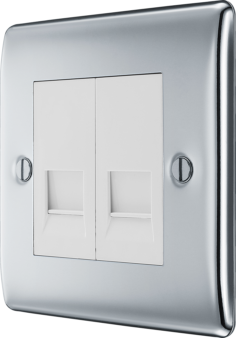 BG Electrical Nexus Metal Polished Chrome - Double, telephone socket, master
